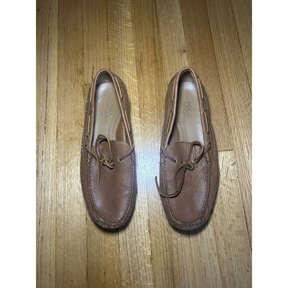 POLO Ralph Lauren Mens Roberts Driving Moccasin Brown Leather Loafer Size 9